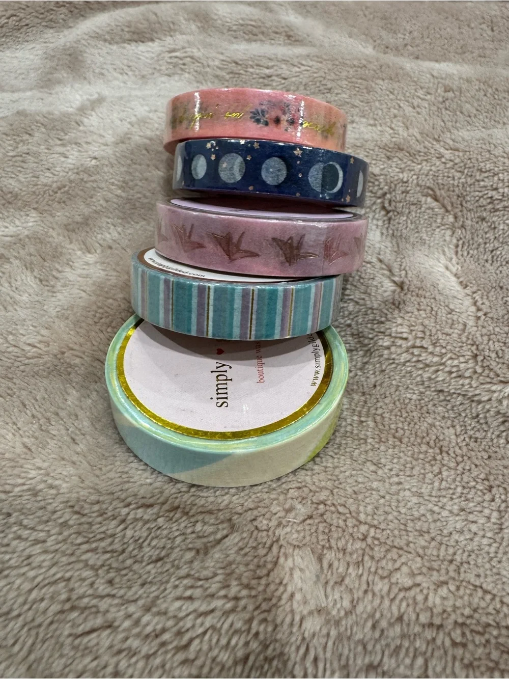 Simply Gilded Lot Including 5mm & 10mm Unwrapped Washi Tapes, Journaling Cards